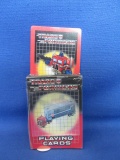 Transformers Playing Cards – Box has a 2-image plastic picture that “changes”  (Semi to Robot)