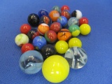 28 Vintage Marbles & Shooters -3 Shooters