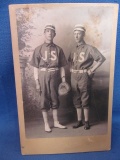 Antique Photo Of 2 Baseball Players 5 1/2” T x 4” W On Cardboard – 1909 James Street BB Team