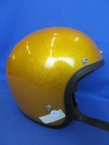 Vintage RG-9 Crash Helmet Yellow Metallic Flake w/ reflective tape