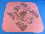 Vintage 19” Square Printed Scarf – Souvenir of Rochester Minn Shows 4 Hospitals & 2 Hotels ca. 1940'