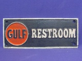 Painted Cast Iron Sign “Gulf Restroom” - 9 1/2” x 3 7/8” - Good condition, as shown