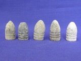 Lot of 5 – Civil War Era? Lead Bullets – 3 Grooves – 1 1/8” long – As shown