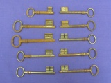 10 Large Size Iron Skeleton Keys – Unmarked – Longest is 4 3/4” - Some rust