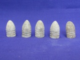 Lot of 5 – Civil War Era? Lead Bullets – 3 Grooves – 1 1/8” long – As shown