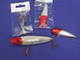 4 Fishing Lures – 1 is Popa Dog at 4 1/4” - Other 3 Look new in package