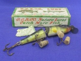 Wood Fishing Lure by Creek Chub Bait Co. in Original Box – Creek Chub Pikie – 5 1/4” long