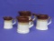 Set of 4 Ceramic Measuring Cups – Brown, Tan & White – Made in Taiwan – Tallest is 3 1/4”