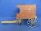 Decorative Wood & Metal Ice Wagon – 14” L x 8 1/4” T x 5” W – Stained Red & Stenciled “Ice” Both Sid
