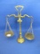 Decorative Brass Balance 9” Tall x 8 1/2” W –pans appx 3” DIA Each