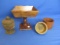 Vintage Wooden Decor: Homeco Candy Dish,  Butter Mold, & 2 Turned Bowls (one has a cover)