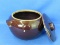 Dark-Brown Glazed Stoneware Bean-pot – Made in USA – 6” x 9” -