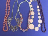 Fashion Necklaces in Pinks & Purples – 3 have Glass Beads – Various Lengths