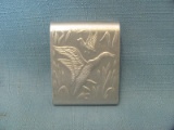 Aluminum Match Book Holder – Flying Duck – 1 5/8” x 2” - Good Condition