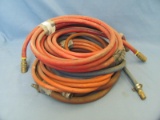 Rubber Air Hoses (6) With Brass Ends – Various Sizes – Not Tested for Leaks