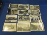 12 Vintage Postcards - B&W Photos Arkansas,Colorado, Fresno, Catalina Island Cruise Tourists