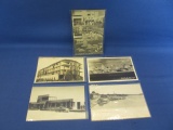 5 Vintage B& W Picture Postcards: Quake Damaged Hotel, San Diego Skyline, Rockford, Ill, Neb., & San