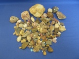Rocks – Softball sized natural quartz, Agates (some tumbled & some not 1” & smaller) Rose Quartz, Gr