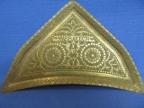 Ornately Engraved 5 sided Brass Tray  Marked “Marrakesh” 9” W x 5 3/4” T