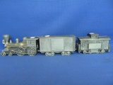 3 Banthrico 1974 Pewter Coin Banks: “The General” Locomotive, Box Car & Caboose