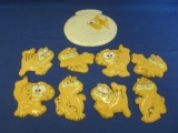 Vintage Hobbyist made Garfield Ceramic Wind Chimes – 8 Garfield Figures & 5 1/2” T x 6” W Fishbowl T