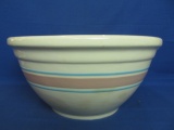 Vintage Watt Pottery USA  Oven Ware #14 Mixing Bowl Pink & Blue Bands Striped