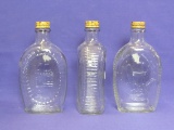 3 Bicentennial Log Cabin Syrup Bottle w Original Caps – 8 1/4” tall – Good condition