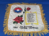 White Silk Banner With Yellow Tassels - “Sweetheart” - 9th Division, Fort Carson, CO -