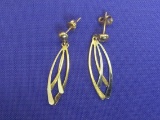 Pair of 9 Kt Gold Earrings – White & Yellow Gold – 1 1/4” long – Weight is 1.4 grams