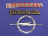 3 Emblems: Metal “Blodgett” - Plastic “Bravada” & Symbol – Longest is 7 3/4”