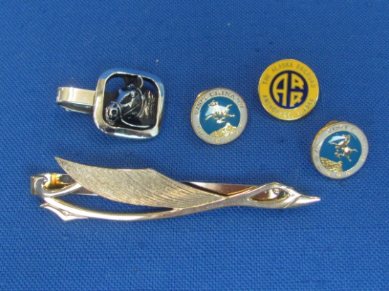 2 Tie Clasps – Bird & Horse Head – Alaska Railroad Tack Pin – 2 “Visit China” Tack Pins