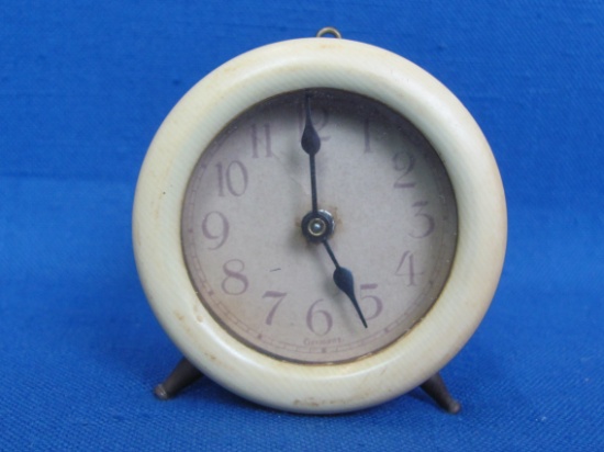 Small Clock in Celluloid Case – Made in Germany – Not Working – 2 3/8” in diameter