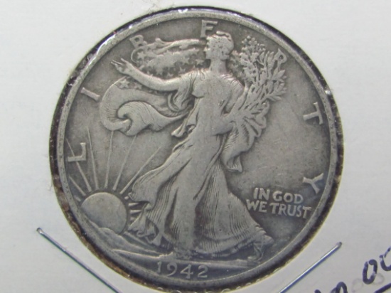 1942-S Walking Liberty Half Dollar – 90% Silver – Condition as shown in photos