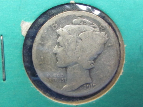 1919 Mercury Dime – 90% Silver – Condition as shown in photos