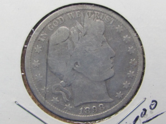 1898-S Barber Half Dollar – 90% Silver – Condition as shown in photos