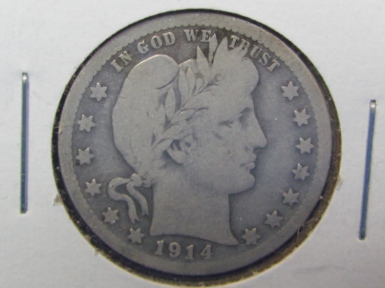 1914-D Barber Quarter – 90% Silver – Condition as shown in photos
