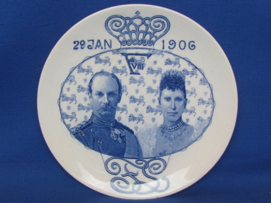 Antique Plate marking the Death of King Christian IX of Denmark – by Furnivals of England