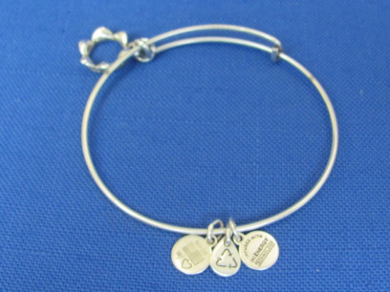 Alex and Ani Adjustable Silvertone Bracelet – Crown Charm – Made in USA