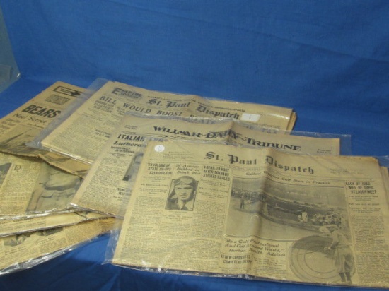 7 Historic Newspapers Dated 1930, 36,37,38, 42, 1945  VJ Day & 1952