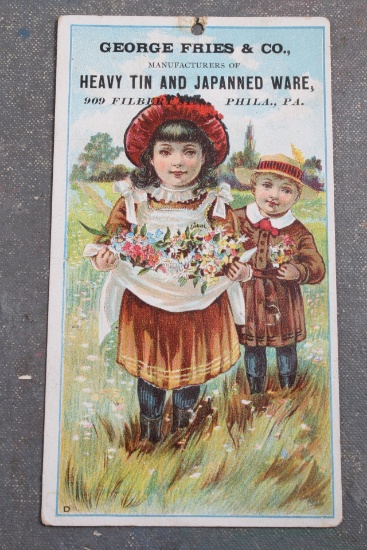 Victorian Trade Card George Fries & Co. Heavy Tin and Japanned Ware