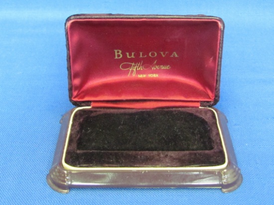 Vintage Bulova Watch Case – Purple Velvet Top – Fifth Avenue New York – 4 1/2” Long