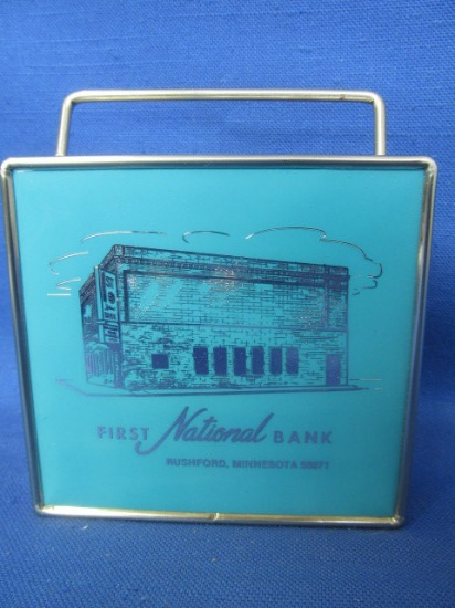 Vintage Coin bank – First National Bank Rushford, Minnesota 55971 – In Orig. Box w/ Instructions