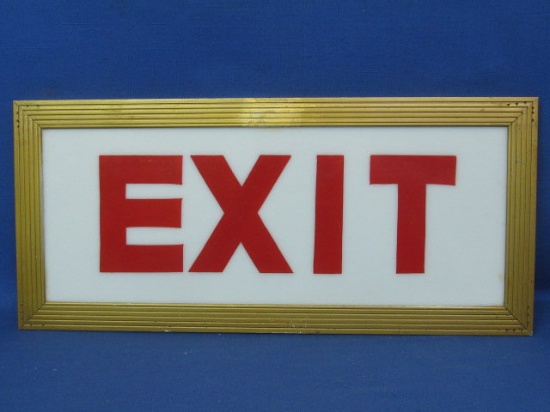 Vintage Painted Glass Exit Sign – from Michaels Restaurant Rochester, MN – 18” L x 8” T x 1” Thick
