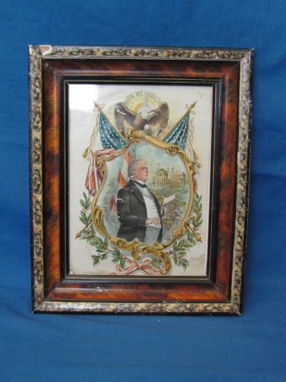 Vintage Framed Patriotic Print - “Men We Honor” - McKinley – 9” x 11” - Minor Damage -