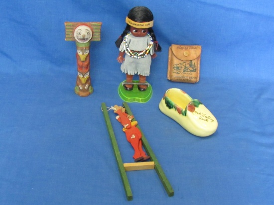 Souvenir Style Smalls & Vintage Wood Toy – Totem – Ceramic Shoe from Canada – Etc. -