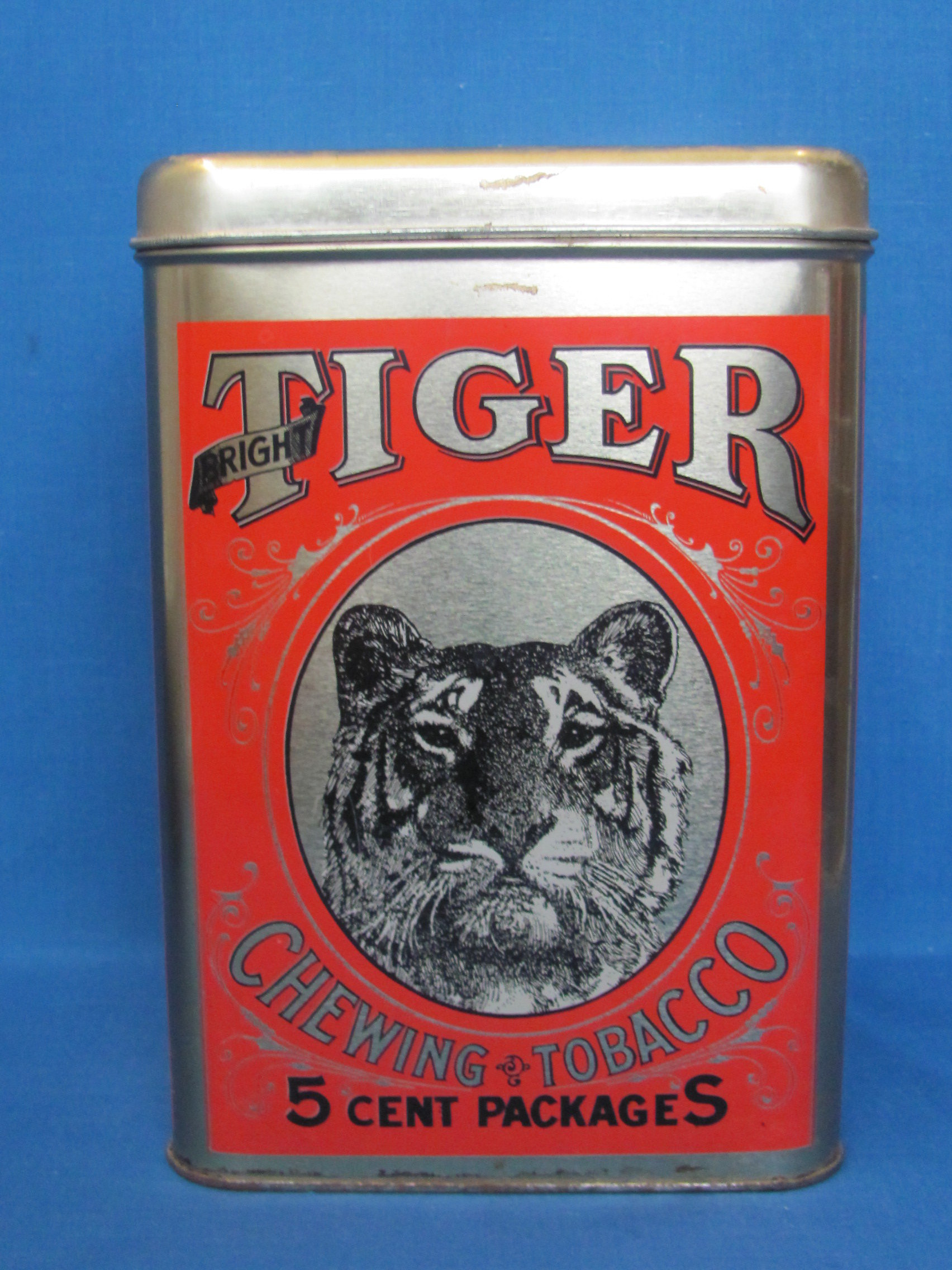 vintage tiger chewing tobacco tin Bright Tiger Chewing Tobacco Tin by Cheinco