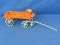 Vintage Metal Toy – Horse-Drawn Manure Spreader – Painted Orange and Gray – Unmarked