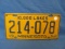 1952 Minnesota License Plate 214-078 – As Shown