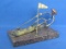 Brass? Metal Sculpture on Marble Base – Downhill Skier Racing – Base is 7” x 4”