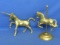 Vintage Brass Animals: Carousel Horse 8” T  & Unicorn 7” T